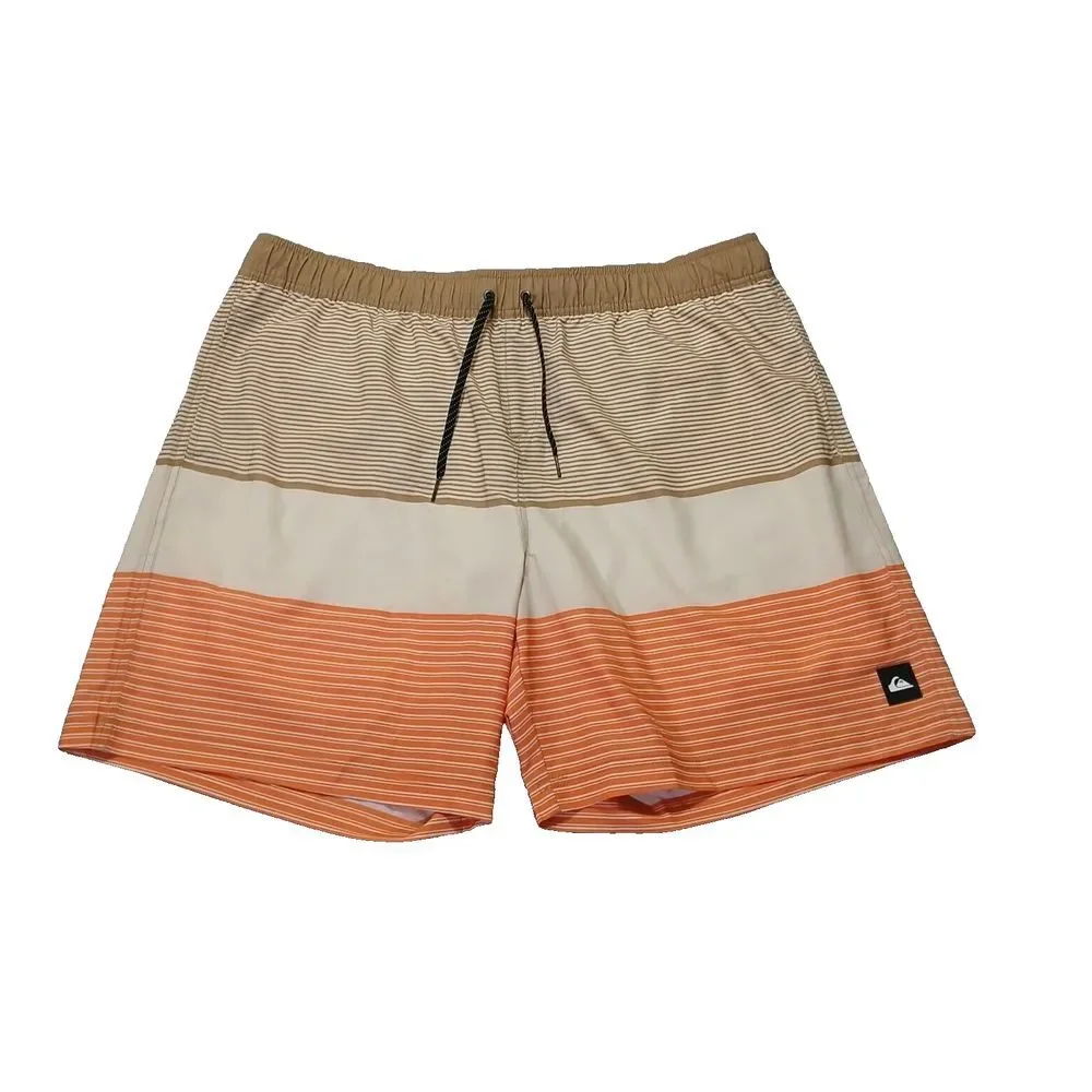 Quicksilver Board Shorts Mens XXL Orange Tan Stretch Surf Swim Trunks 7